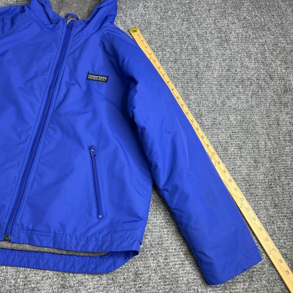 Lands End Kids Blue Jacket Polartec Fleece Lined Hooded Large 14-16